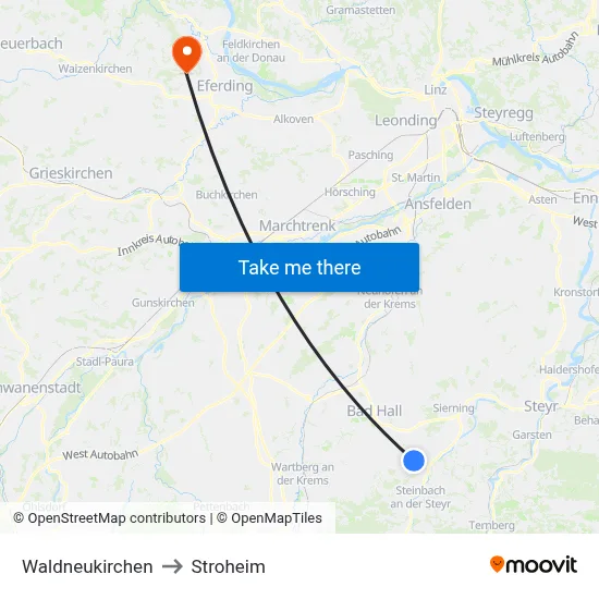 Waldneukirchen to Stroheim map