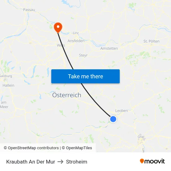 Kraubath An Der Mur to Stroheim map