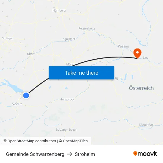 Gemeinde Schwarzenberg to Stroheim map