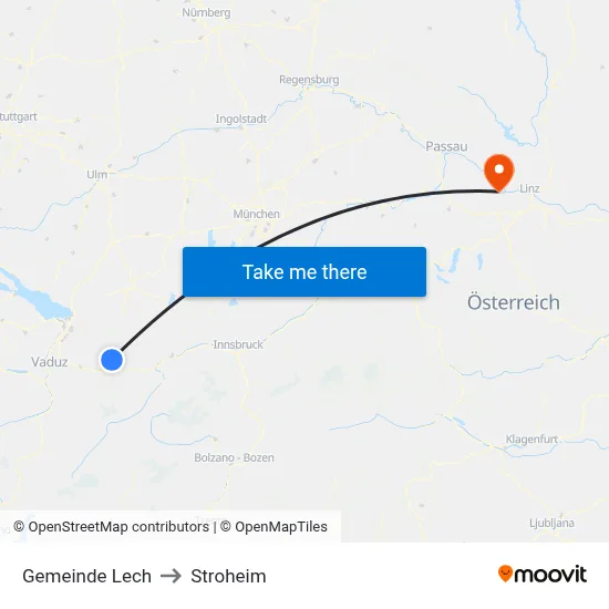 Gemeinde Lech to Stroheim map