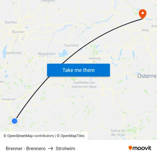 Brenner - Brennero to Stroheim map