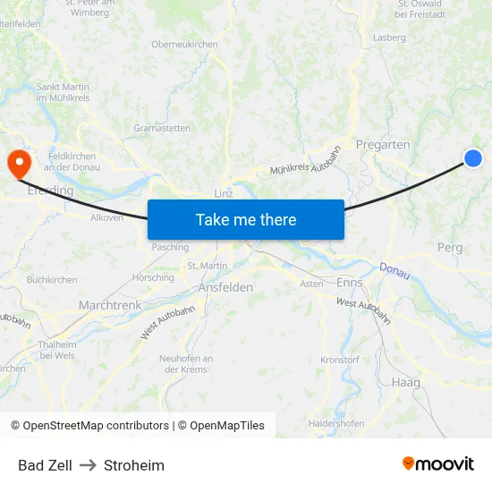 Bad Zell to Stroheim map