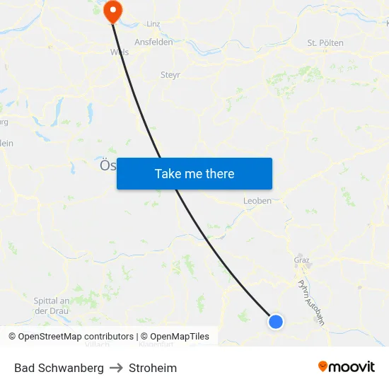Bad Schwanberg to Stroheim map