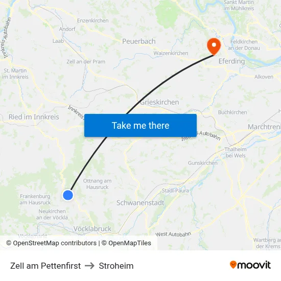 Zell am Pettenfirst to Stroheim map