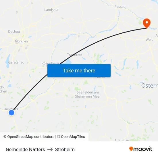 Gemeinde Natters to Stroheim map