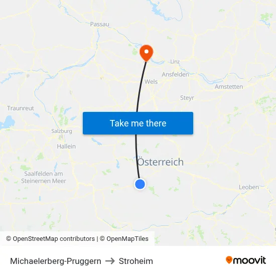 Michaelerberg-Pruggern to Stroheim map