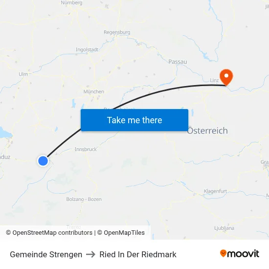 Gemeinde Strengen to Ried In Der Riedmark map