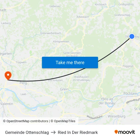 Gemeinde Ottenschlag to Ried In Der Riedmark map