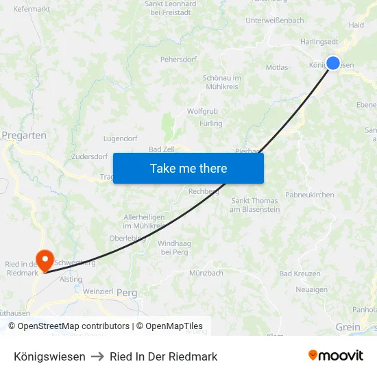 Königswiesen to Ried In Der Riedmark map