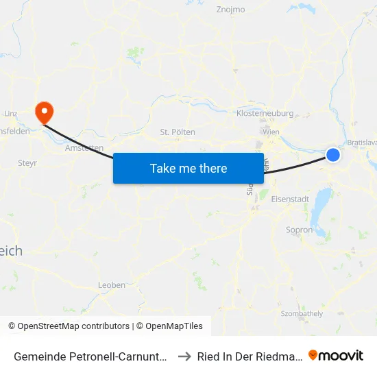 Gemeinde Petronell-Carnuntum to Ried In Der Riedmark map