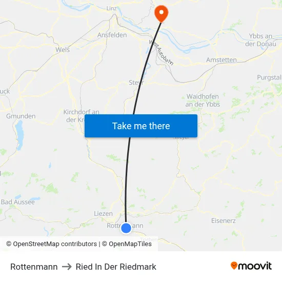 Rottenmann to Ried In Der Riedmark map