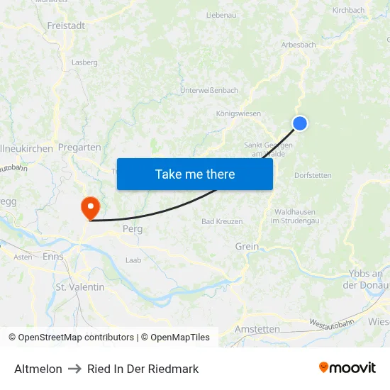 Altmelon to Ried In Der Riedmark map