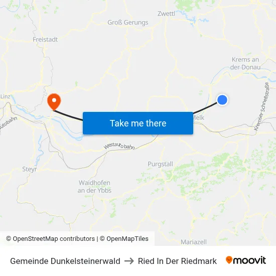 Gemeinde Dunkelsteinerwald to Ried In Der Riedmark map