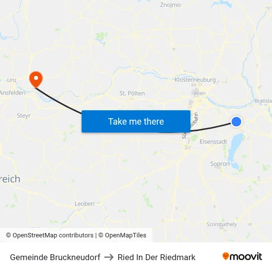 Gemeinde Bruckneudorf to Ried In Der Riedmark map