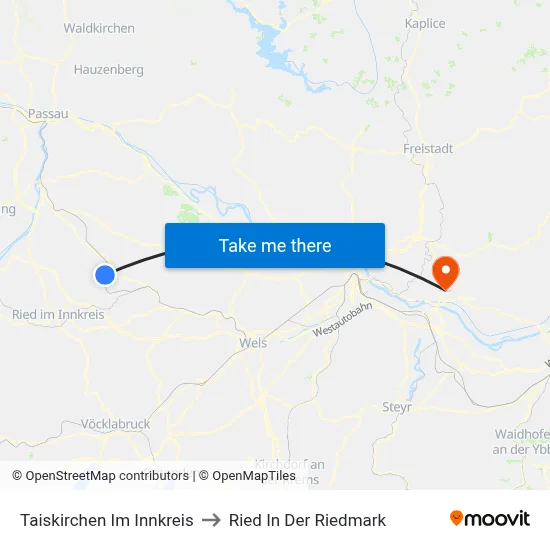 Taiskirchen Im Innkreis to Ried In Der Riedmark map