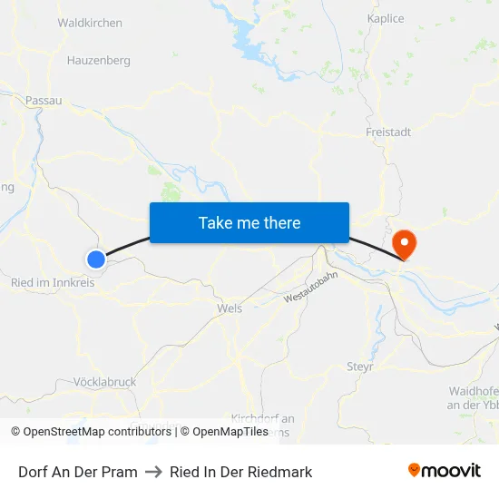 Dorf An Der Pram to Ried In Der Riedmark map