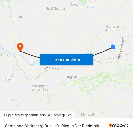 Gemeinde Obritzberg-Rust to Ried In Der Riedmark map