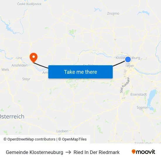 Gemeinde Klosterneuburg to Ried In Der Riedmark map