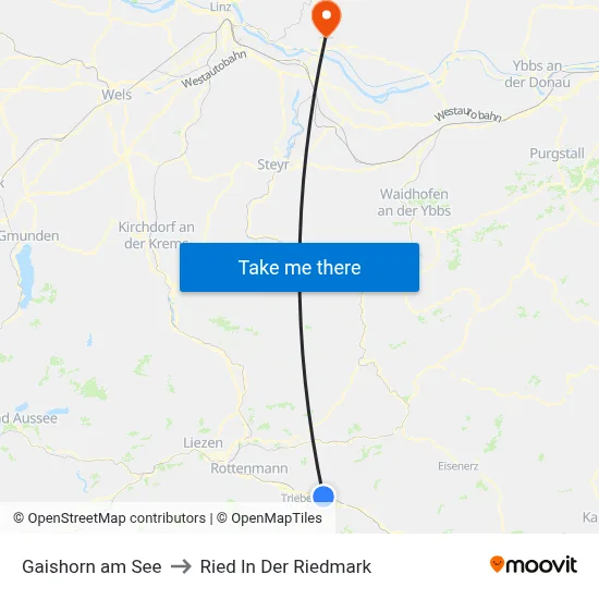 Gaishorn am See to Ried In Der Riedmark map