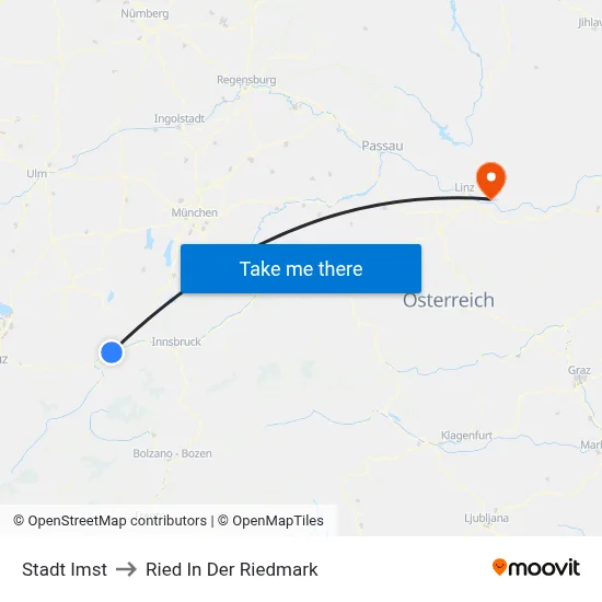Stadt Imst to Ried In Der Riedmark map