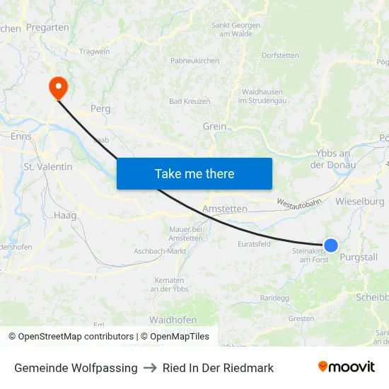 Gemeinde Wolfpassing to Ried In Der Riedmark map
