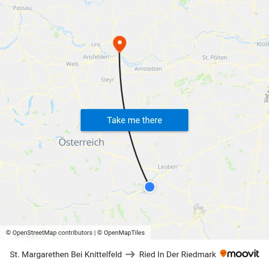 St. Margarethen Bei Knittelfeld to Ried In Der Riedmark map