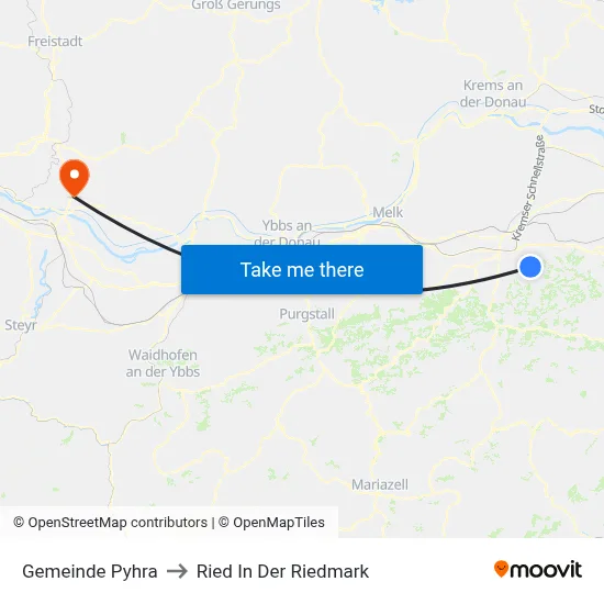 Gemeinde Pyhra to Ried In Der Riedmark map