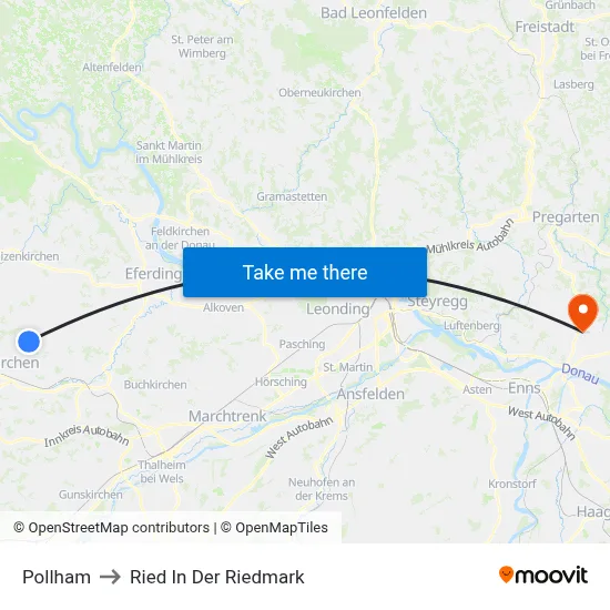 Pollham to Ried In Der Riedmark map