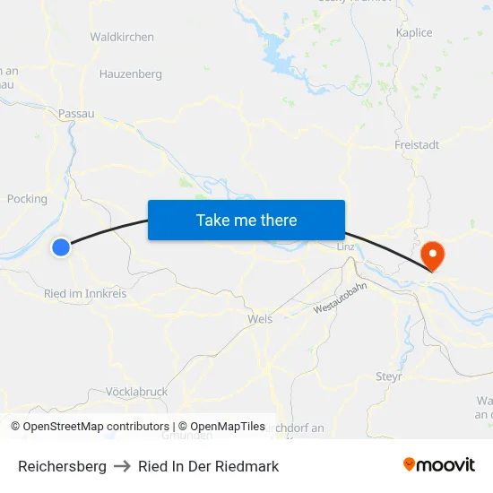 Reichersberg to Ried In Der Riedmark map
