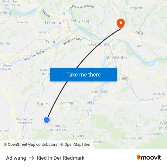 Adlwang to Ried In Der Riedmark map