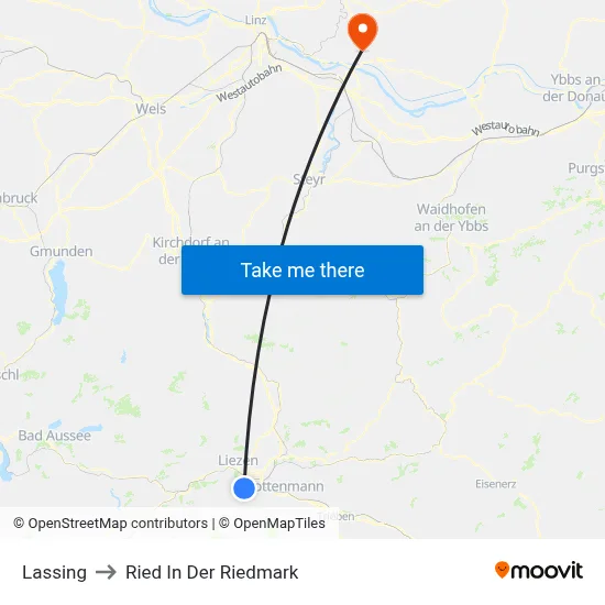 Lassing to Ried In Der Riedmark map