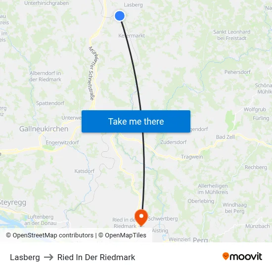 Lasberg to Ried In Der Riedmark map