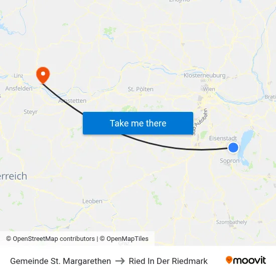 Gemeinde St. Margarethen to Ried In Der Riedmark map