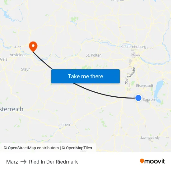Marz to Ried In Der Riedmark map