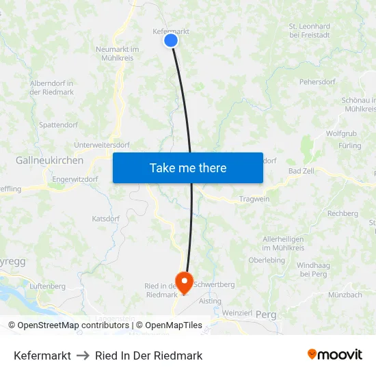 Kefermarkt to Ried In Der Riedmark map
