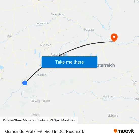 Gemeinde Prutz to Ried In Der Riedmark map