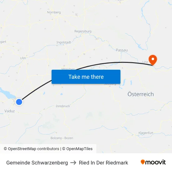 Gemeinde Schwarzenberg to Ried In Der Riedmark map