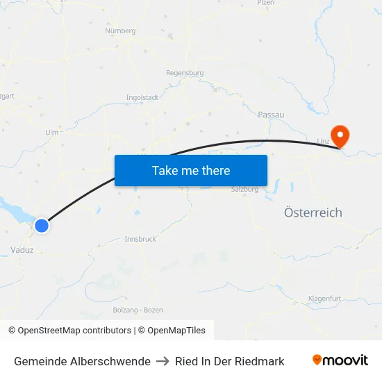 Gemeinde Alberschwende to Ried In Der Riedmark map