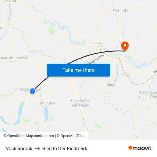 Vöcklabruck to Ried In Der Riedmark map