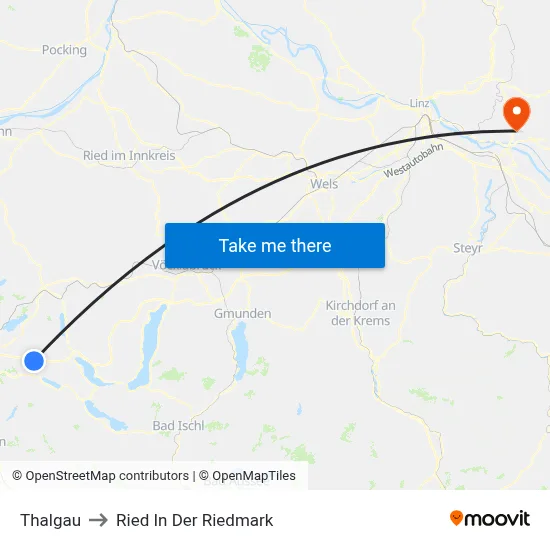 Thalgau to Ried In Der Riedmark map