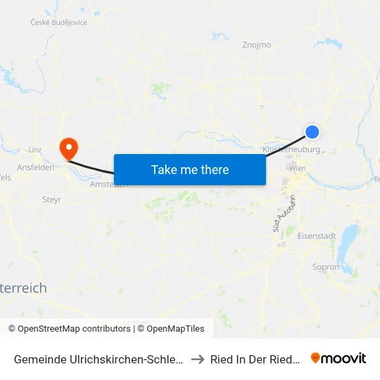 Gemeinde Ulrichskirchen-Schleinbach to Ried In Der Riedmark map