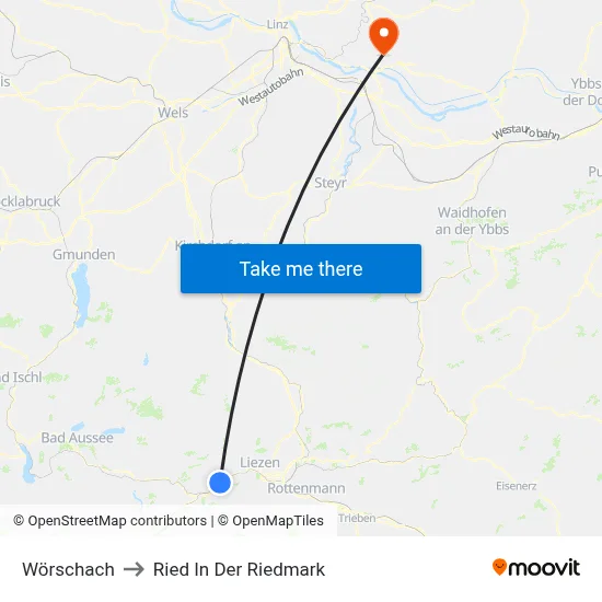 Wörschach to Ried In Der Riedmark map