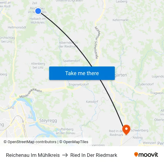 Reichenau Im Mühlkreis to Ried In Der Riedmark map