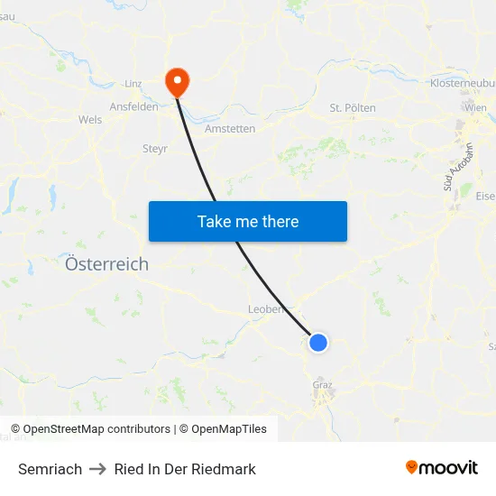 Semriach to Ried In Der Riedmark map