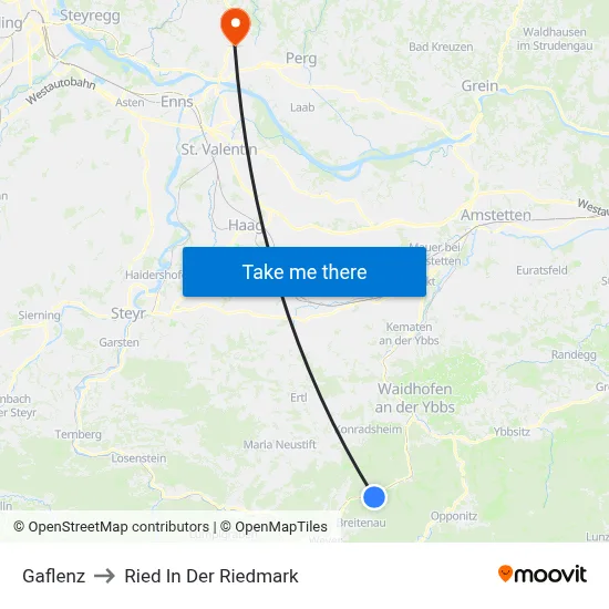 Gaflenz to Ried In Der Riedmark map
