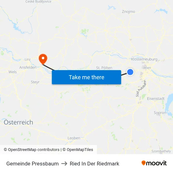 Gemeinde Pressbaum to Ried In Der Riedmark map