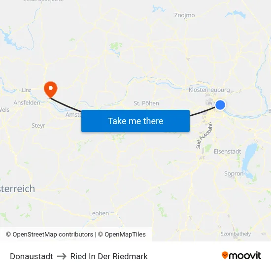 Donaustadt to Ried In Der Riedmark map