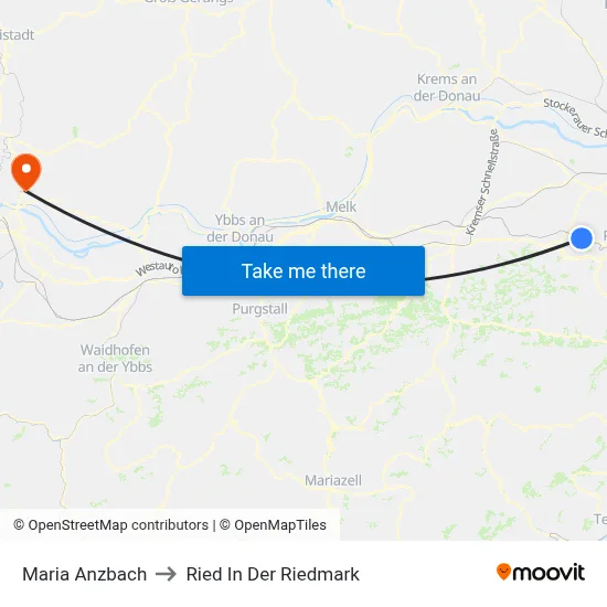 Maria Anzbach to Ried In Der Riedmark map