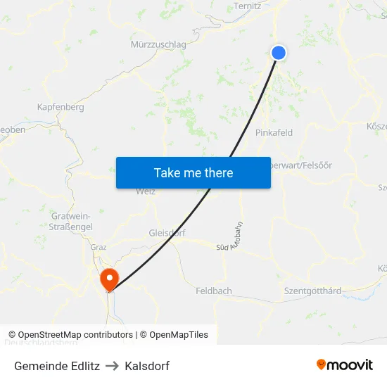 Gemeinde Edlitz to Kalsdorf map