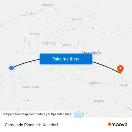 Gemeinde Pians to Kalsdorf map